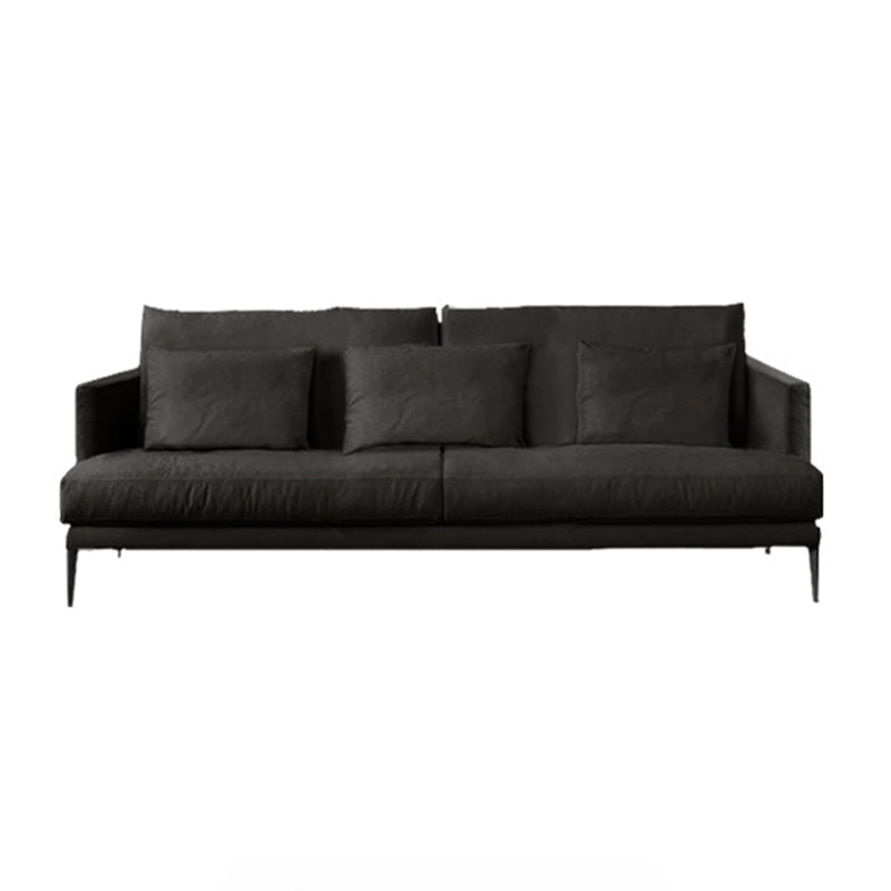 Fabric Recessed Arm Sofa with Pillows,35.43 Inch Deep for Living Room
