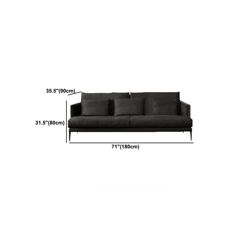 Fabric Recessed Arm Sofa with Pillows,35.43 Inch Deep for Living Room