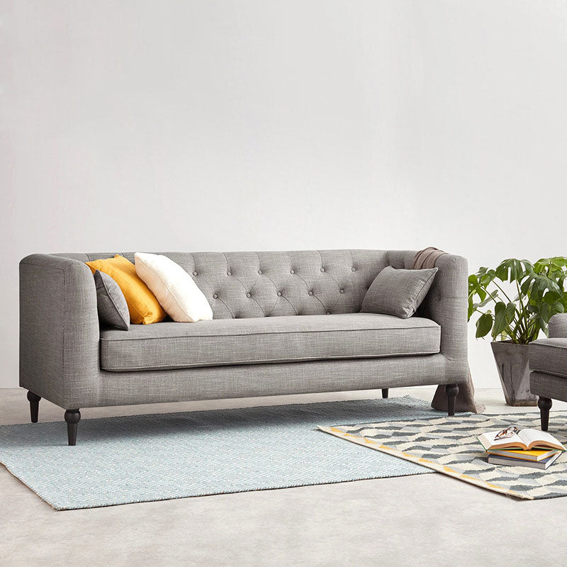 Tufted Fabric Sofa with Tuxedo Arm in Gray Contemporary Style 80.7"L x 35.4"W x 30.7"H Latex Clearhalo 'furn' 'furn_sofas' 'Furniture' 'Living Room Furniture' 'Sofa' 'sofas' 5945531