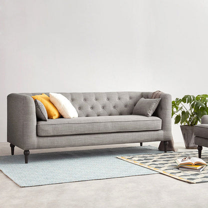 Tufted Fabric Sofa with Tuxedo Arm in Gray Contemporary Style 80.7"L x 35.4"W x 30.7"H Latex Clearhalo 'furn' 'furn_sofas' 'Furniture' 'Living Room Furniture' 'Sofa' 'sofas' 5945531