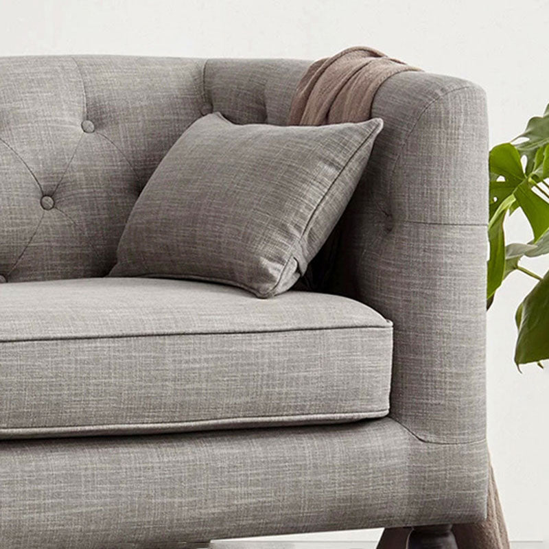 Tufted Fabric Sofa with Tuxedo Arm in Gray Contemporary Style Clearhalo 'furn' 'furn_sofas' 'Furniture' 'Living Room Furniture' 'Sofa' 'sofas' 5945536