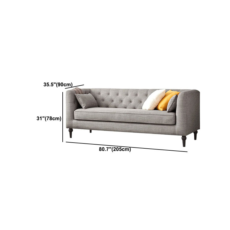 Tufted Fabric Sofa with Tuxedo Arm in Gray Contemporary Style Clearhalo 'furn' 'furn_sofas' 'Furniture' 'Living Room Furniture' 'Sofa' 'sofas' 5945541