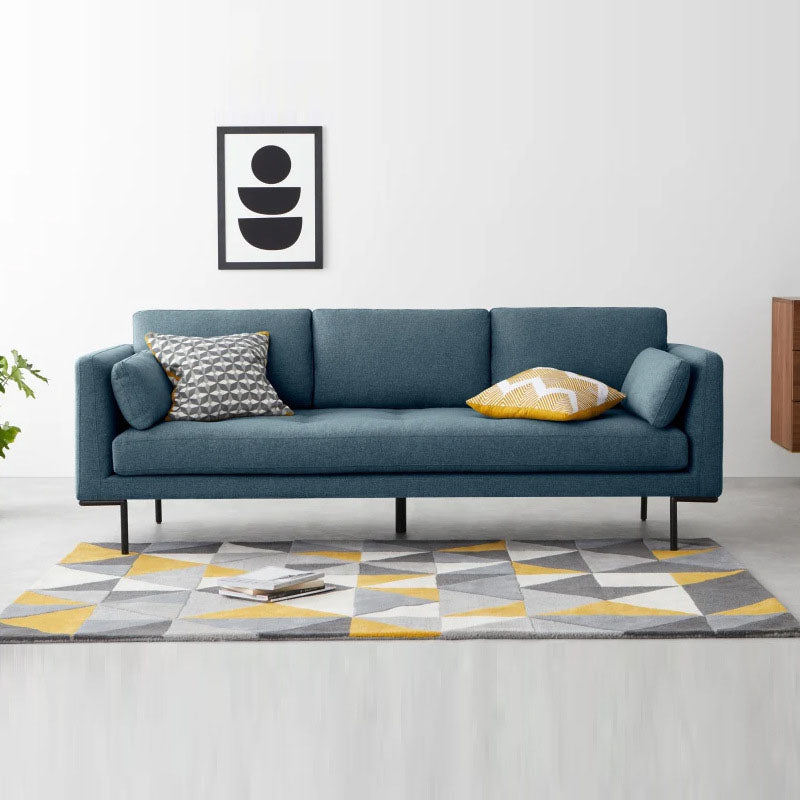 Linen 3-seater Sofa with Square Arm 82.68" Long * 34.65" Wide Blue Clearhalo 'furn' 'furn_sofas' 'Furniture' 'Living Room Furniture' 'Sofa' 'sofas' 5945550