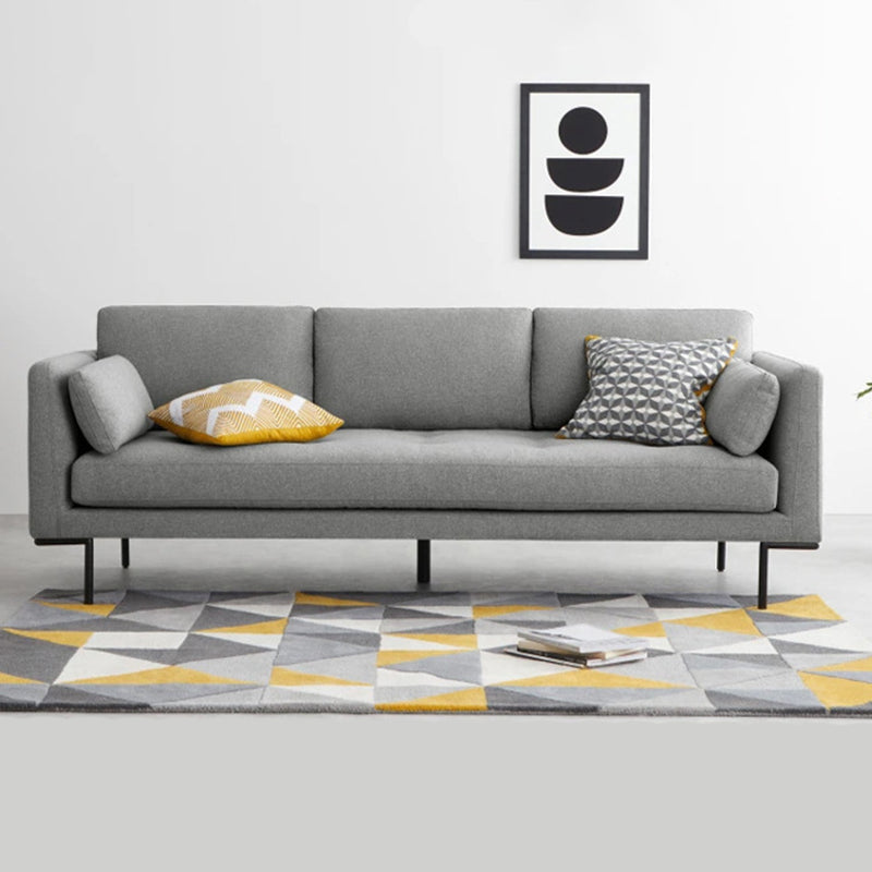 Linen 3-seater Sofa with Square Arm 82.68" Long * 34.65" Wide Light Gray Clearhalo 'furn' 'furn_sofas' 'Furniture' 'Living Room Furniture' 'Sofa' 'sofas' 5945551