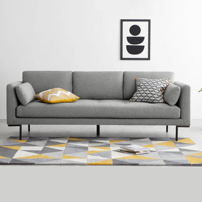 Linen 3-seater Sofa with Square Arm 82.68" Long * 34.65" Wide Light Gray Clearhalo 'furn' 'furn_sofas' 'Furniture' 'Living Room Furniture' 'Sofa' 'sofas' 5945551
