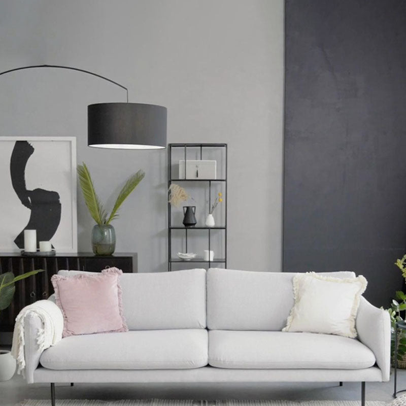 Divano con 2 cuscini a braccio quadrato divano contemporaneo con piedi in metallo nero