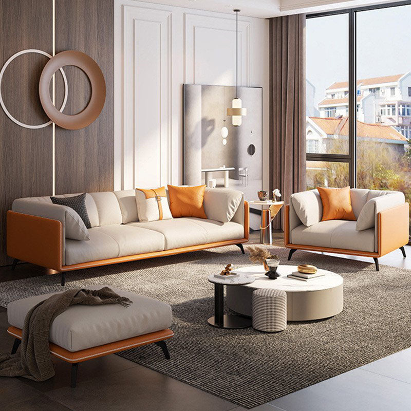 Zeitgenössischer Smoking -Arm -Sofa -Fleckfest -Kunstleder -Sofa