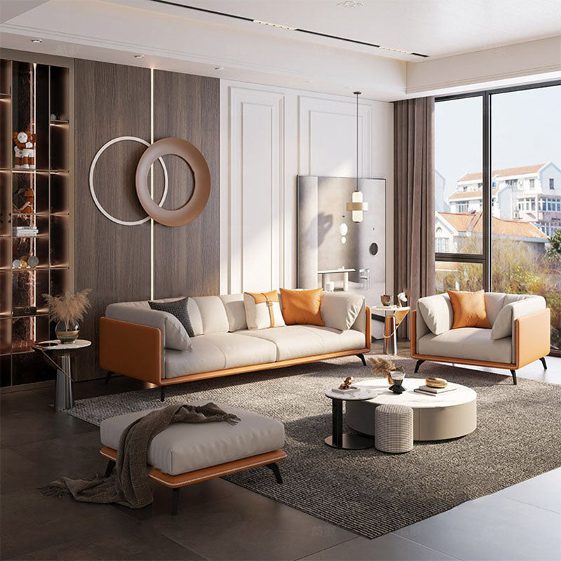 Zeitgenössischer Smoking -Arm -Sofa -Fleckfest -Kunstleder -Sofa