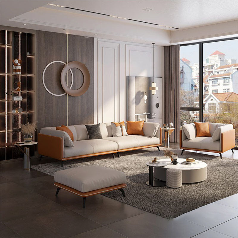 Zeitgenössischer Smoking -Arm -Sofa -Fleckfest -Kunstleder -Sofa