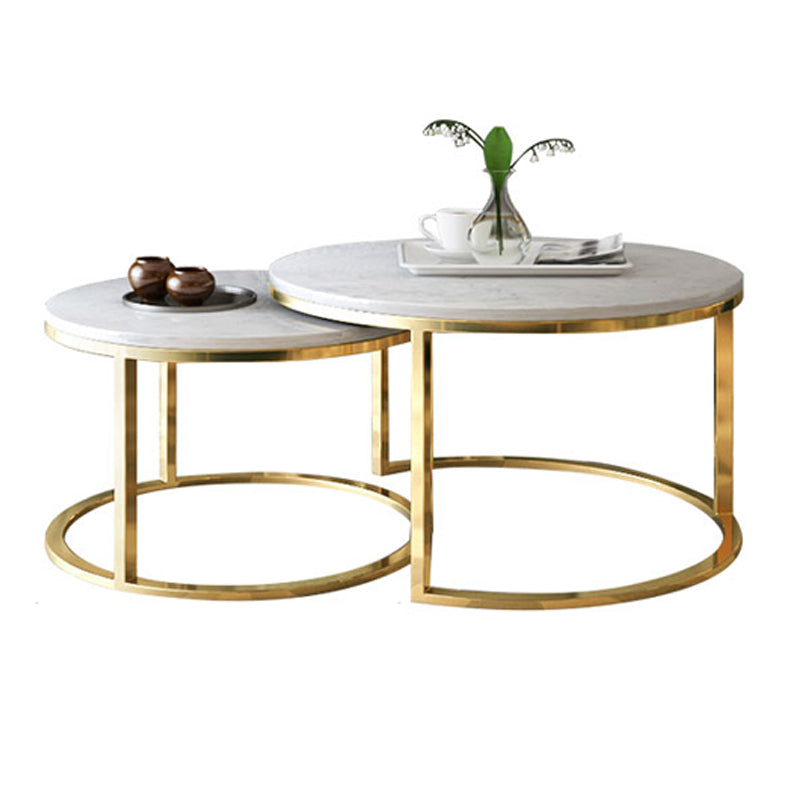 Frame Glam Simple Coffee Table Marble Round Cocktail Table Set Clearhalo 'Coffee & Accent Tables' 'Coffee Tables' 'coffee_tables' 'furn' 'furn_coffee_tables' 'Furniture' 'Living Room Furniture' 5945629