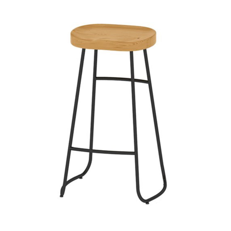 Solid Wood Bar Stool and Table Set 1/4/7 Pcs Black Iron Base Bar Table and Stools Wood 30"H Stool (Single) Clearhalo 'Bar Furniture' 'furn' 'furn_home_bar_bar_sets' 'Furniture' 'Home Bars & Bar Sets' 'home_bar_bar_sets' 'Kitchen & Dining Furniture' 5945651