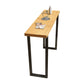 Solid Wood Bar Stool and Table Set 1/4/7 Pcs Black Iron Base Bar Table and Stools Wood 118"L x 16"W Clearhalo 'Bar Furniture' 'furn' 'furn_home_bar_bar_sets' 'Furniture' 'Home Bars & Bar Sets' 'home_bar_bar_sets' 'Kitchen & Dining Furniture' 5945652
