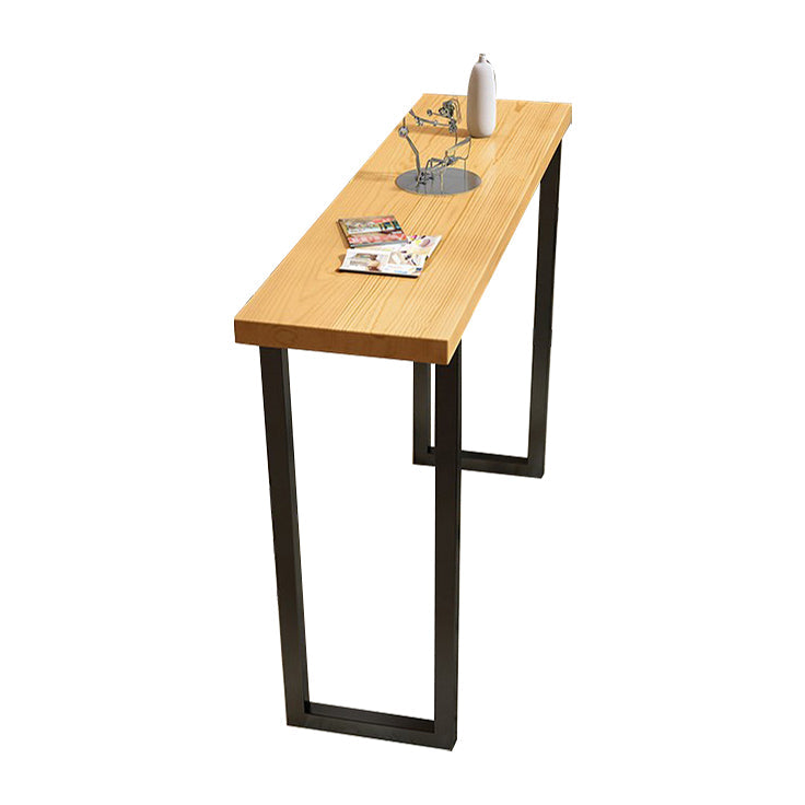 Solid Wood Bar Stool and Table Set 1/4/7 Pcs Black Iron Base Bar Table and Stools Wood 118"L x 16"W Clearhalo 'Bar Furniture' 'furn' 'furn_home_bar_bar_sets' 'Furniture' 'Home Bars & Bar Sets' 'home_bar_bar_sets' 'Kitchen & Dining Furniture' 5945652