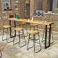 Solid Wood Bar Stool and Table Set 1/4/7 Pcs Black Iron Base Bar Table and Stools 7 Pieces: Table, 6 Stools Clearhalo 'Bar Furniture' 'furn' 'furn_home_bar_bar_sets' 'Furniture' 'Home Bars & Bar Sets' 'home_bar_bar_sets' 'Kitchen & Dining Furniture' 5945654