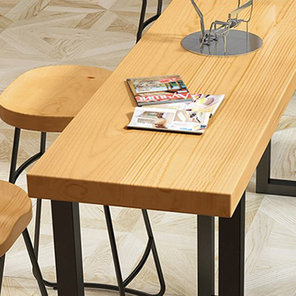 Solid Wood Bar Stool and Table Set 1/4/7 Pcs Black Iron Base Bar Table and Stools Clearhalo 'Bar Furniture' 'furn' 'furn_home_bar_bar_sets' 'Furniture' 'Home Bars & Bar Sets' 'home_bar_bar_sets' 'Kitchen & Dining Furniture' 5945657