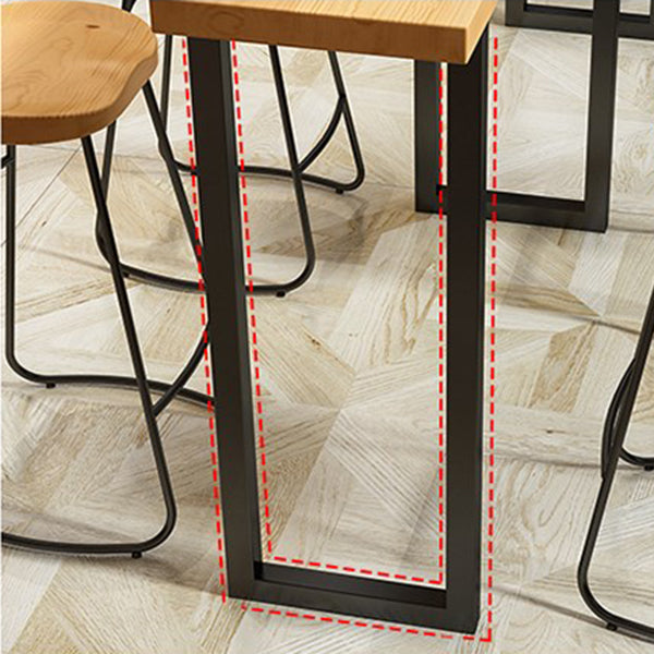 Solid Wood Bar Stool and Table Set 1/4/7 Pcs Black Iron Base Bar Table and Stools Clearhalo 'Bar Furniture' 'furn' 'furn_home_bar_bar_sets' 'Furniture' 'Home Bars & Bar Sets' 'home_bar_bar_sets' 'Kitchen & Dining Furniture' 5945660