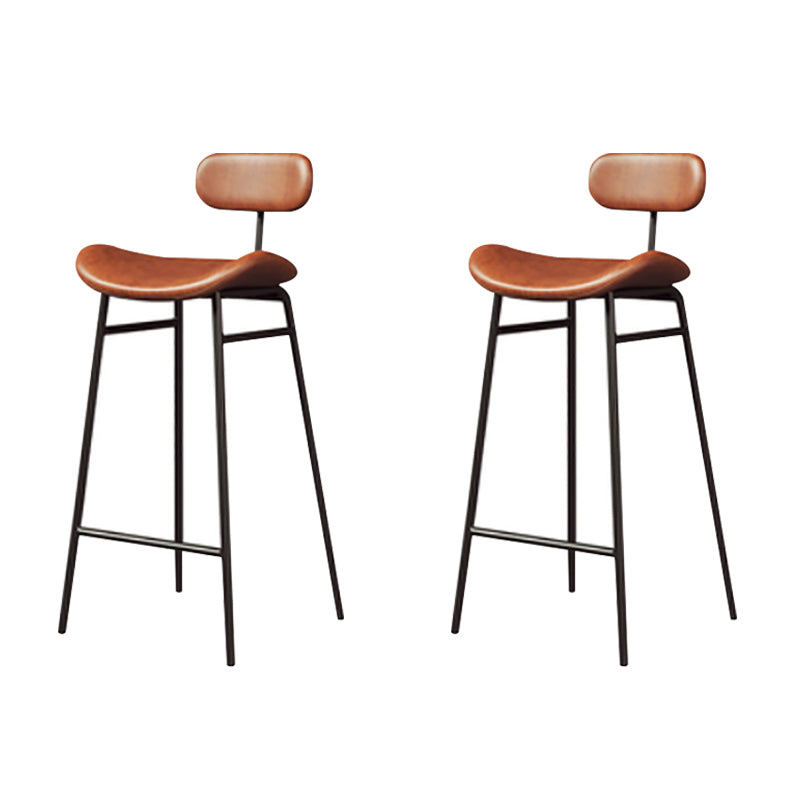 Armless Upholstered Counter Stool Industrial Bucket Seat Bar Stool Brown 2 Piece Set Clearhalo 'Bar Furniture' 'Bar Stools' 'bar_stools' 'furn' 'furn_bar_stools' 'Furniture' 'Kitchen & Dining Furniture' 5945820