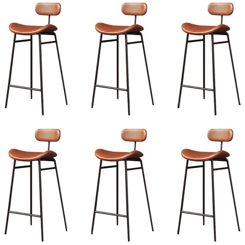 Armless Upholstered Counter Stool Industrial Bucket Seat Bar Stool Brown 6 Piece Set Clearhalo 'Bar Furniture' 'Bar Stools' 'bar_stools' 'furn' 'furn_bar_stools' 'Furniture' 'Kitchen & Dining Furniture' 5945823