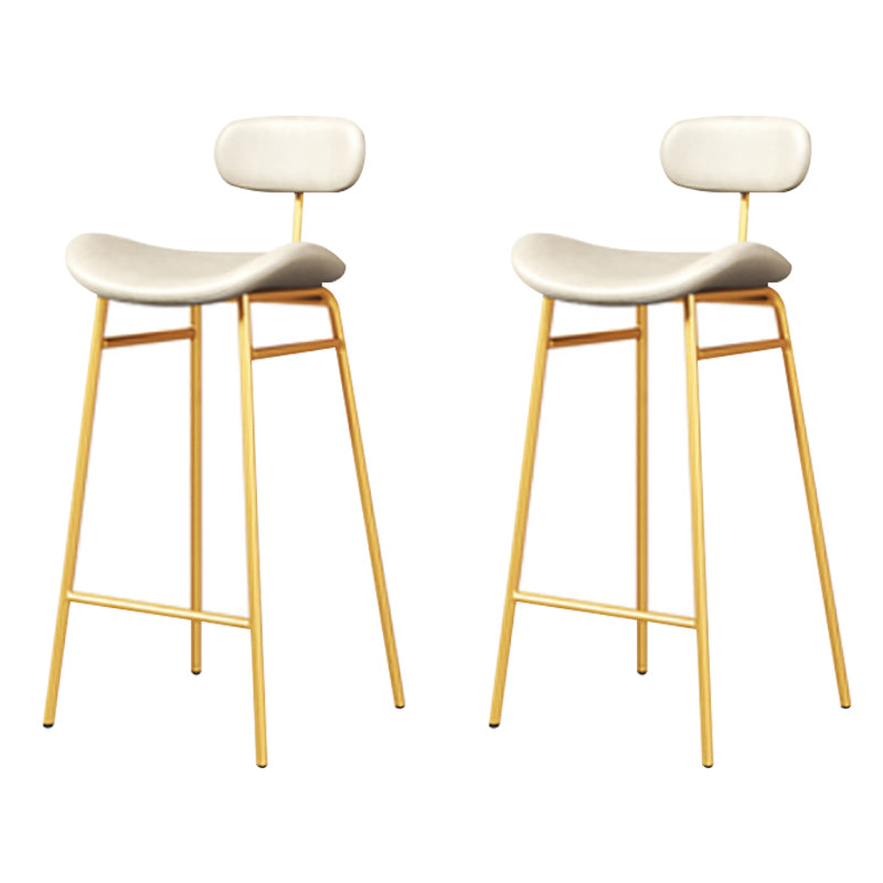 Armless Upholstered Counter Stool Industrial Bucket Seat Bar Stool White-Gold 2 Piece Set Clearhalo 'Bar Furniture' 'Bar Stools' 'bar_stools' 'furn' 'furn_bar_stools' 'Furniture' 'Kitchen & Dining Furniture' 5945836