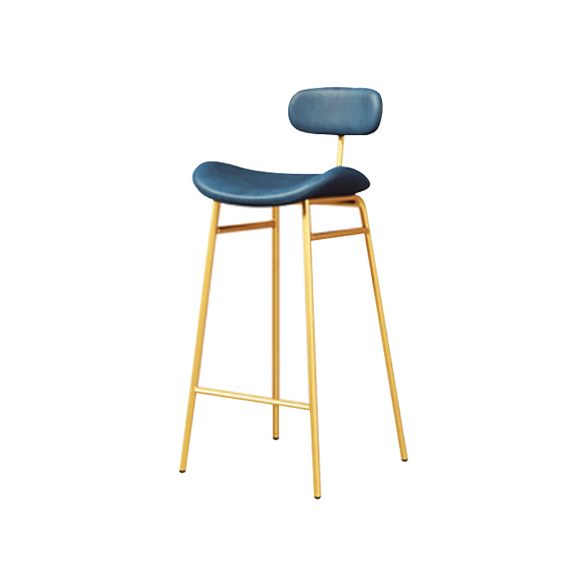 Armless Upholstered Counter Stool Industrial Bucket Seat Bar Stool Blue Gold 1 Piece Clearhalo 'Bar Furniture' 'Bar Stools' 'bar_stools' 'furn' 'furn_bar_stools' 'Furniture' 'Kitchen & Dining Furniture' 5945845