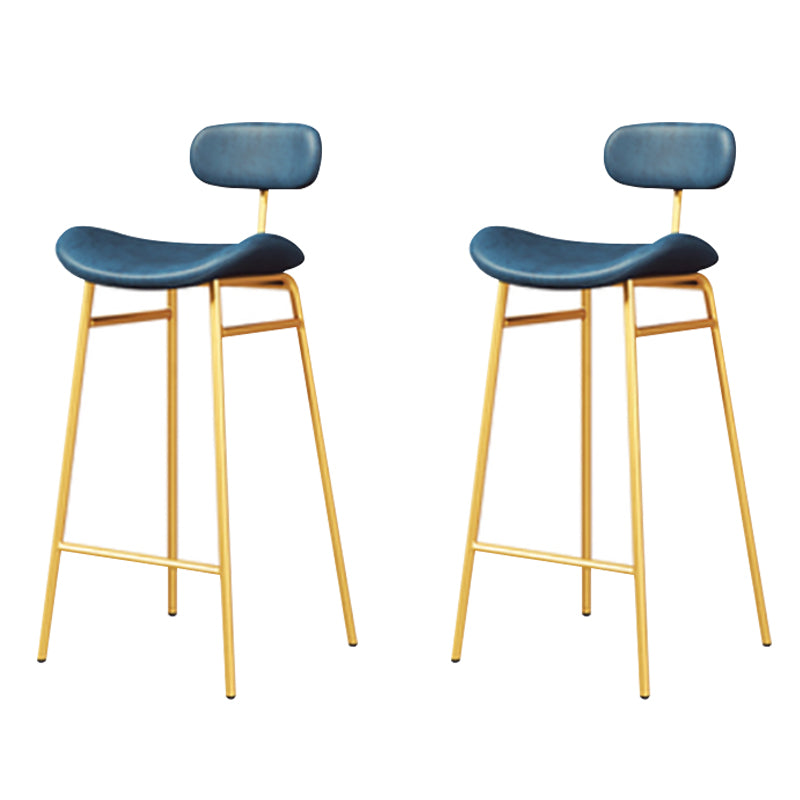 Armless Upholstered Counter Stool Industrial Bucket Seat Bar Stool Blue Gold 2 Piece Set Clearhalo 'Bar Furniture' 'Bar Stools' 'bar_stools' 'furn' 'furn_bar_stools' 'Furniture' 'Kitchen & Dining Furniture' 5945846