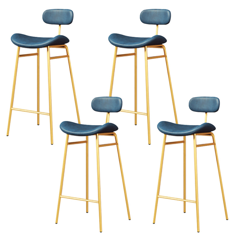 Armless Upholstered Counter Stool Industrial Bucket Seat Bar Stool Blue Gold 4 Piece Set Clearhalo 'Bar Furniture' 'Bar Stools' 'bar_stools' 'furn' 'furn_bar_stools' 'Furniture' 'Kitchen & Dining Furniture' 5945847