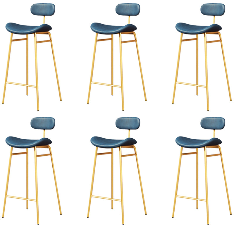 Armless Upholstered Counter Stool Industrial Bucket Seat Bar Stool Blue Gold 6 Piece Set Clearhalo 'Bar Furniture' 'Bar Stools' 'bar_stools' 'furn' 'furn_bar_stools' 'Furniture' 'Kitchen & Dining Furniture' 5945848