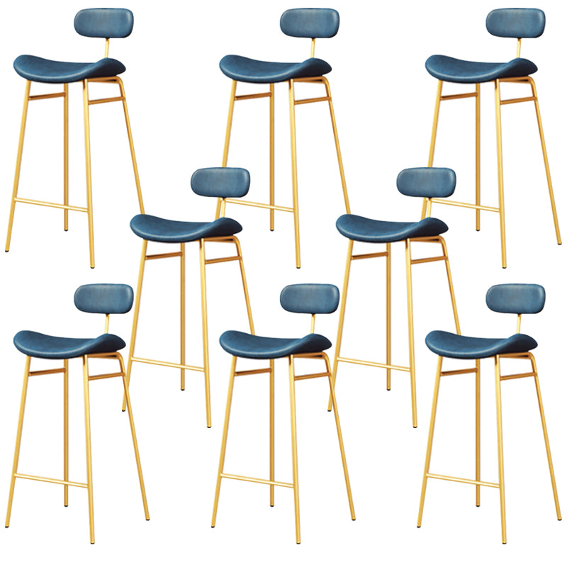 Armless Upholstered Counter Stool Industrial Bucket Seat Bar Stool Blue Gold 8 Piece Set Clearhalo 'Bar Furniture' 'Bar Stools' 'bar_stools' 'furn' 'furn_bar_stools' 'Furniture' 'Kitchen & Dining Furniture' 5945849