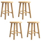 Contemporary Backless Rubberwood Stool Natural Footrest Barstool