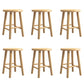 Contemporary Backless Rubberwood Stool Natural Footrest Barstool