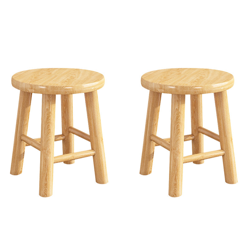 Contemporary Backless Rubberwood Stool Natural Footrest Barstool