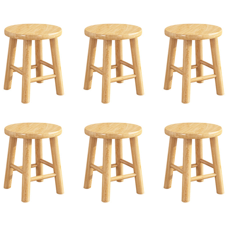 Contemporary Backless Rubberwood Stool Natural Footrest Barstool