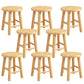 Contemporary Backless Rubberwood Stool Natural Footrest Barstool