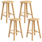 Contemporary Backless Rubberwood Stool Natural Footrest Barstool
