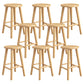 Contemporary Backless Rubberwood Stool Natural Footrest Barstool