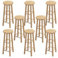 Contemporary Backless Rubberwood Stool Natural Footrest Barstool