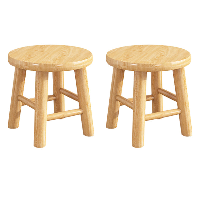 Contemporary Backless Rubberwood Stool Natural Footrest Barstool