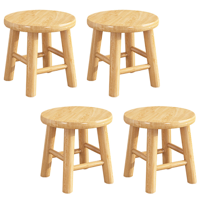 Contemporary Backless Rubberwood Stool Natural Footrest Barstool