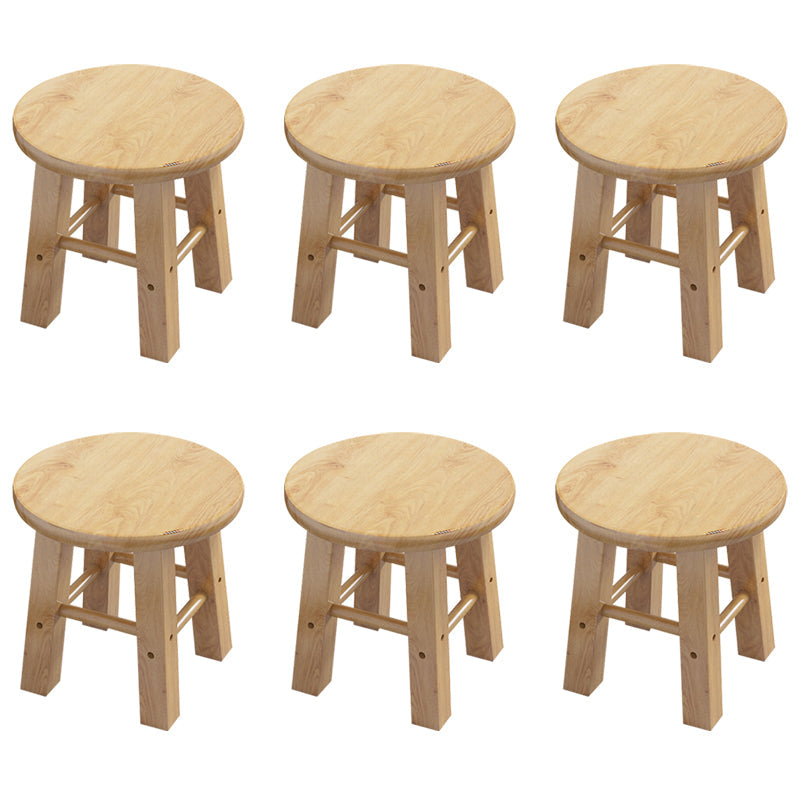 Contemporary Backless Rubberwood Stool Natural Footrest Barstool