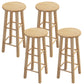Contemporary Backless Rubberwood Stool Natural Footrest Barstool