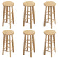 Contemporary Backless Rubberwood Stool Natural Footrest Barstool