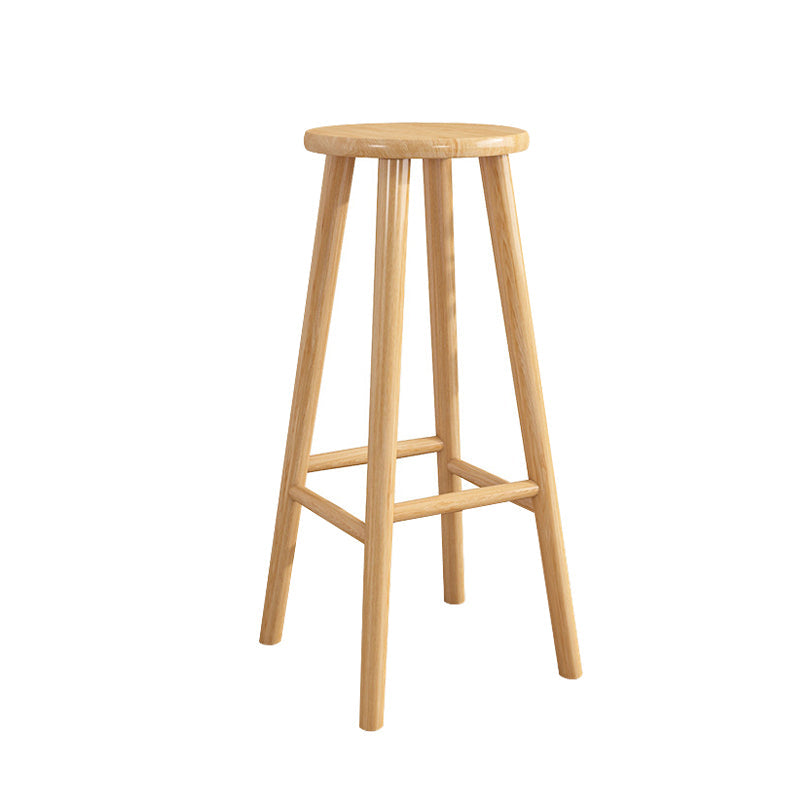 Contemporary Backless Rubberwood Stool Natural Footrest Barstool