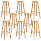 Contemporary Backless Rubberwood Stool Natural Footrest Barstool