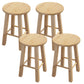 Contemporary Backless Rubberwood Stool Natural Footrest Barstool