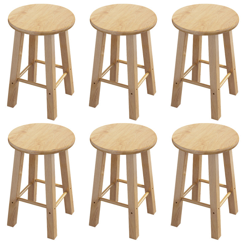 Hedendaagse Backless Rubberwood -ontlasting Natuurlijke voetsteunbarstool