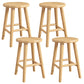 Contemporary Backless Rubberwood Stool Natural Footrest Barstool