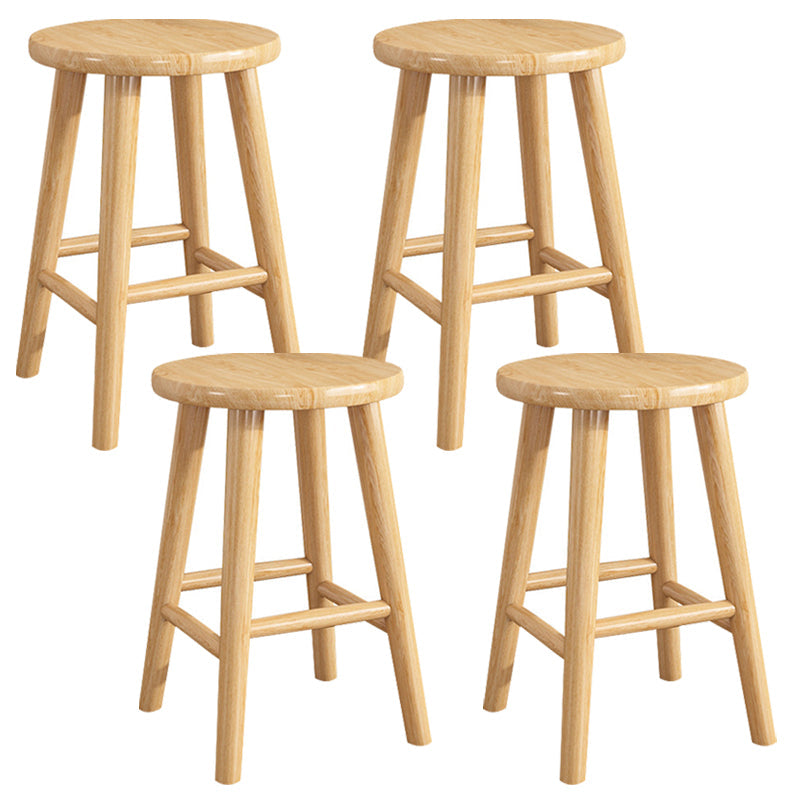 Contemporary Backless Rubberwood Stool Natural Footrest Barstool