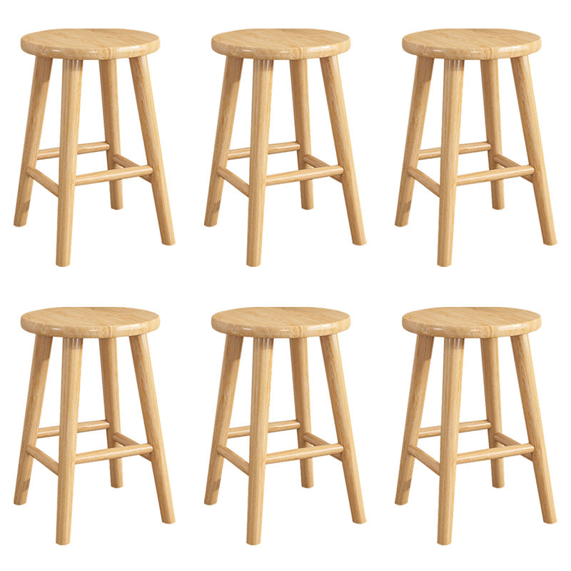 Contemporary Backless Rubberwood Stool Natural Footrest Barstool