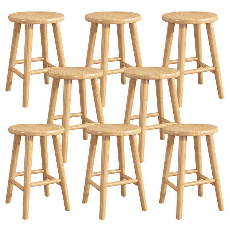 Contemporary Backless Rubberwood Stool Natural Footrest Barstool