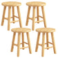 Contemporary Backless Rubberwood Stool Natural Footrest Barstool